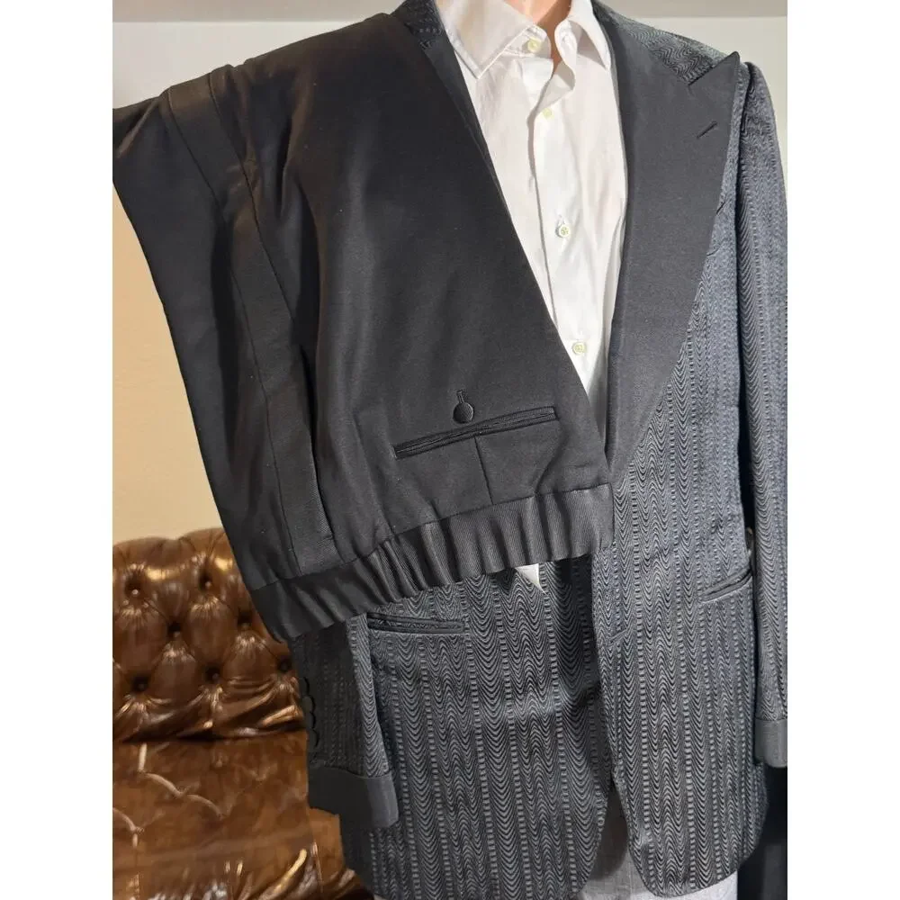 Tom Ford Dinner Jacket Tuxedo Set Peak Lapels Grossgrain Black 52 42 35x32 Pants